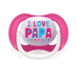 Philips Avent Fopspeen Ultra Air 6-18 mnd I Love Papa Roze 2 stuks