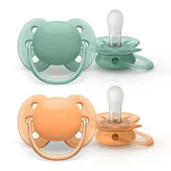 Philips Avent Fopspeen Ultra Soft 0-6 mnd Groen Oranje 2 stuks