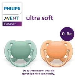 Philips Avent Fopspeen Ultra Soft 0-6 mnd Groen Oranje 2 stuks