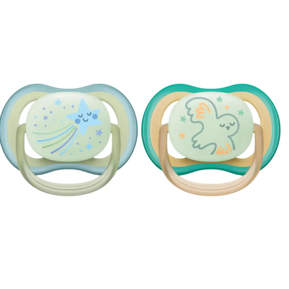 Philips Avent Fopspeen Ultra Air Nighttime 0-6 mnd Ster Uil 2 stuks