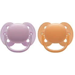 Philips Avent Fopspeen Ultra Soft 6-18 mnd Paars Oranje 2 stuks