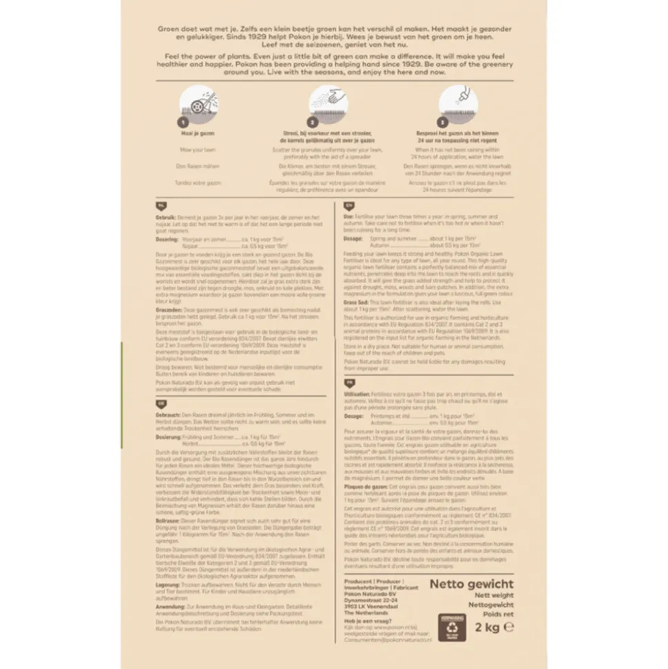 Pokon Gazonmest voor 30m2 Biologisch 2 kg