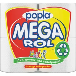 Popla Toiletpapier Megarol 2-laags 4 stuks