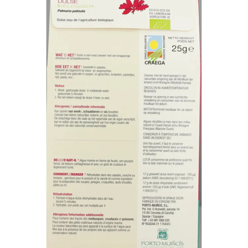 Porto Muinos Dulse Vlokken Biologisch 25 gr