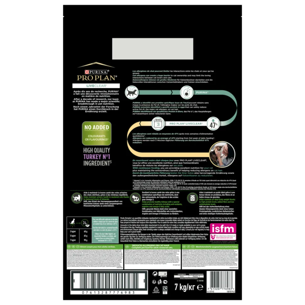 Pro Plan LiveClear Sterilised Adult 1+ Kalkoen 7 kg