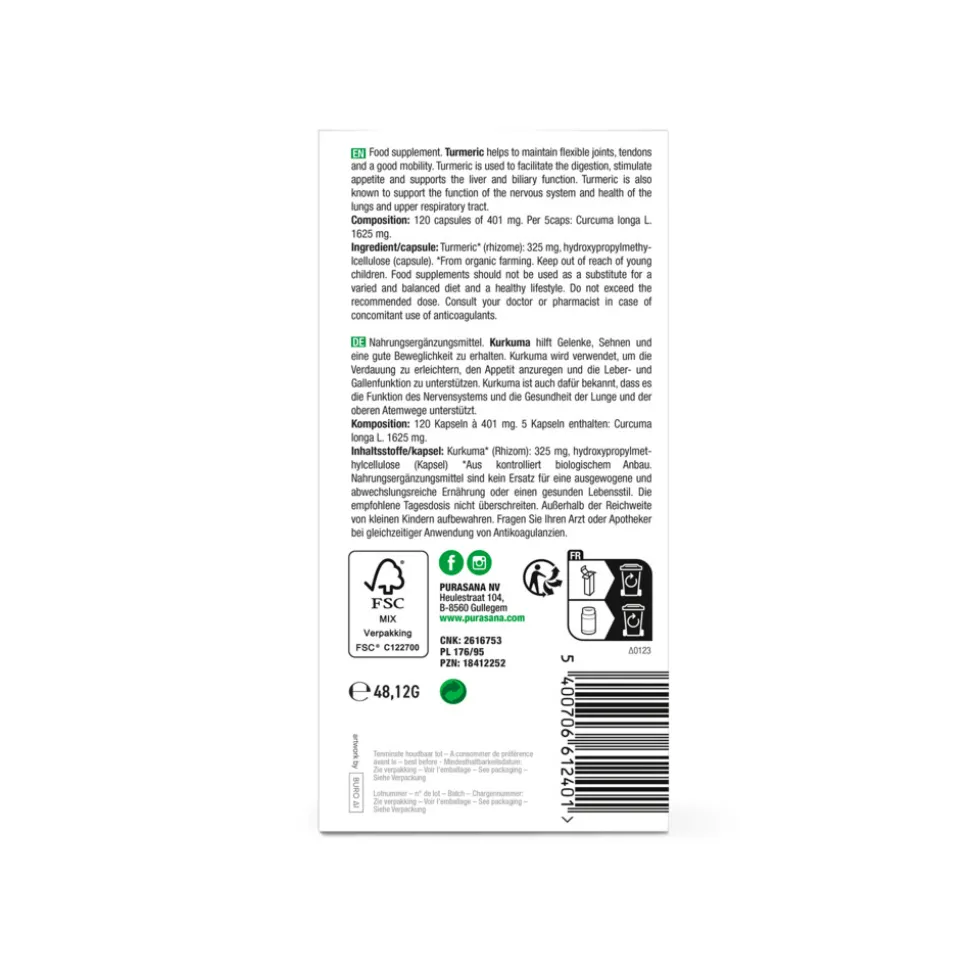 Purasana Kurkuma Bio 120 Capsules