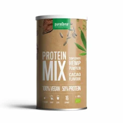 Purasana Vegan Protein Mix Pompoen - Zonnebloem - Hennep Cacao Bio 400 gr