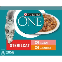 Purina ONE Adult Sterilcat Kattenvoer Nat Kalkoen & Zalm 8 x 85 gr