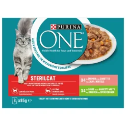 Purina ONE Adult Sterilcat Kattenvoer Nat Kalkoen & Zalm 8 x 85 gr
