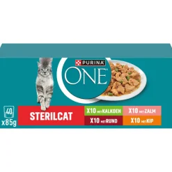 Purina ONE Adult Sterilcat Kattenvoer Nat Rund & Kalkoen & Kip & Zalm 40 x 85 gr