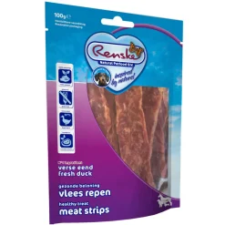 Renske Gezonde Beloning Vleesrepen Hondensnack Eend 100 gr