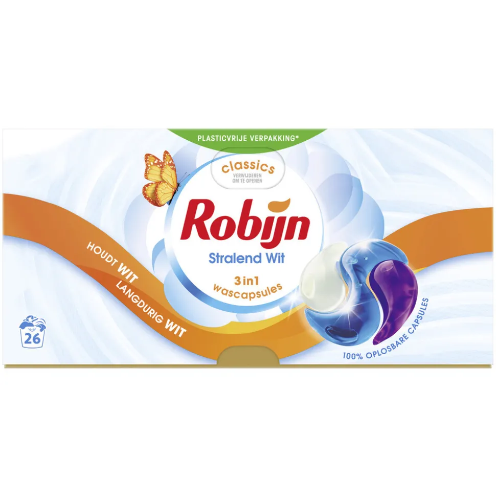 Robijn Wascapsules 3-in-1 Stralend Wit 26 stuks