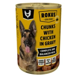 Rokus Hondenvoer Blik Stukjes Kip in Jus 415 gr