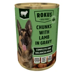 Rokus Hondenvoer Blik Stukjes Lam in Jus 415 gr