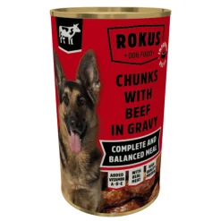 Rokus Hondenvoer Blik Stukjes Rund in Jus 1,24 kg