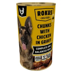 Rokus Hondenvoer Blik Stukjes Kip in Jus 1,24 kg