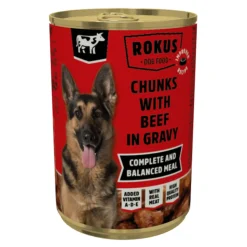 Rokus Hondenvoer Blik Stukjes Rund in Jus 415 gr