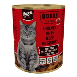 Rokus Kattenvoer Blik Stukjes Rund in Jus 810 gr