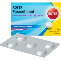 Roter Paracetamol 500 mg Smelttablet Bessen 20 tabletten