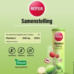 Roter Vitamine C 1000 mg Lime- Lychee 15 bruistabletten