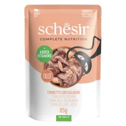 Schesir Kattenvoer Pouch Tonijn - Zalm in Gelei 85 gr