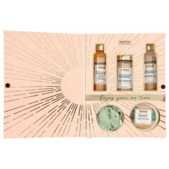 Sence Collection geschenkset Wellness Book Radiance Boost Douchegel 100 ml + Peeling 100 ml + Body Butter 50 ml + Bad stenen 100 g + spons 1 set