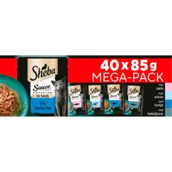 Sheba Sauce Collection Kattenvoer Natvoer Mix Selectie in Saus Kuipjes 40 x 85 gr