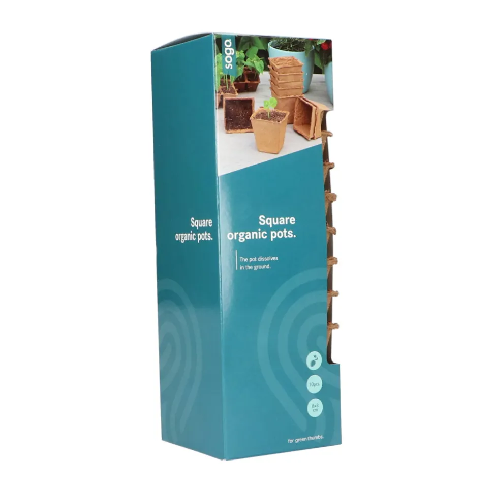 SOGO Biologische Kweekpotjes Vierkant 8 cm 10 stuks