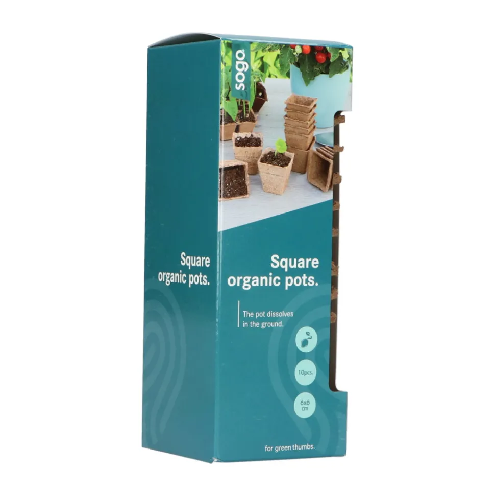 SOGO Biologische Kweekpotjes Vierkant 6 cm 10 stuks