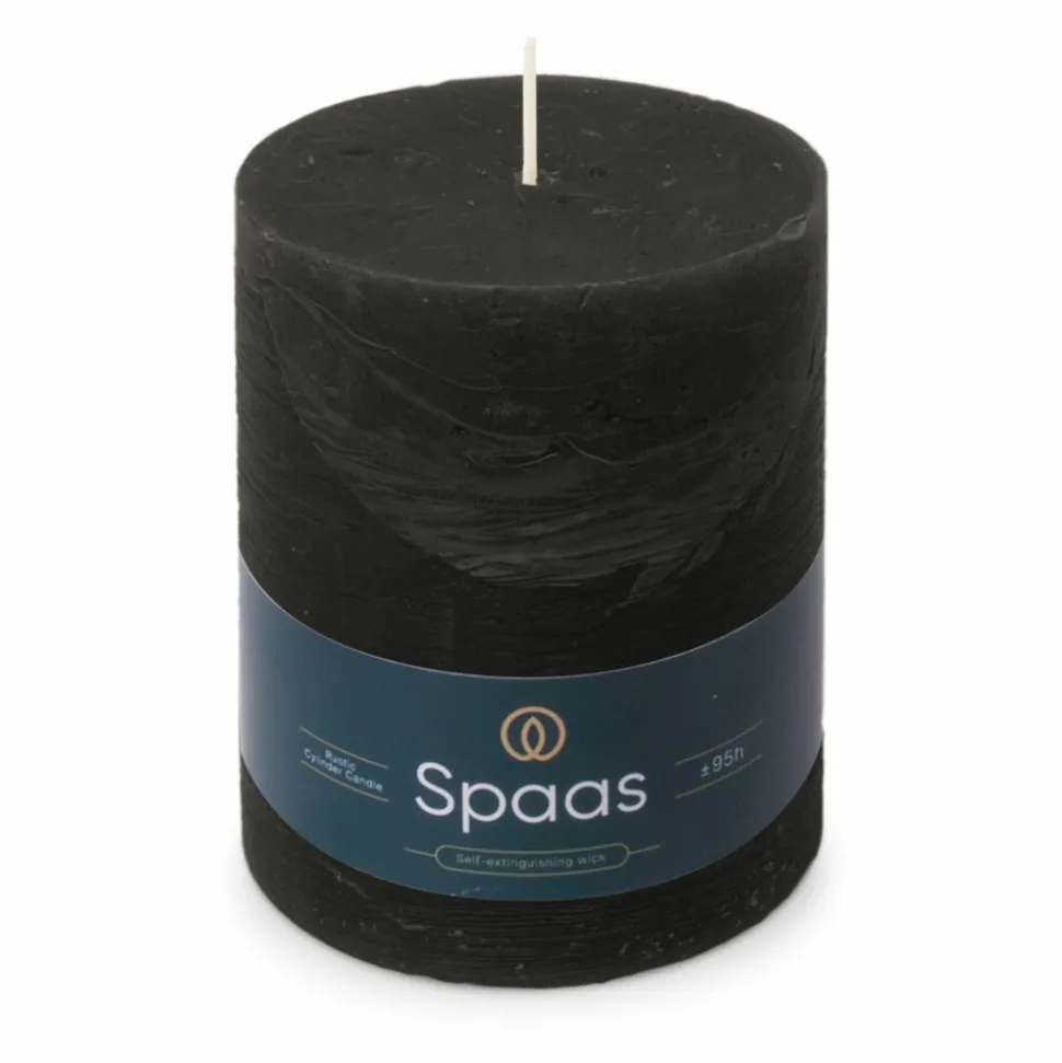 SPAAS Rustieke Pillarkaars ± 95 branduren Zwart
