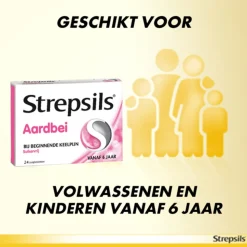 Strepsils Zuigtabletten Aardbei Suikervrij 24 tabletten