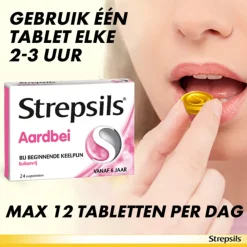 Strepsils Zuigtabletten Aardbei Suikervrij 24 tabletten