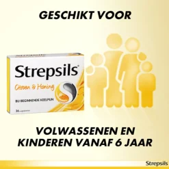 Strepsils Zuigtabletten Citroen & Honing 36 tabletten