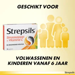 Strepsils Zuigtabletten Sinaasappel & Vitamine C 36 tabletten