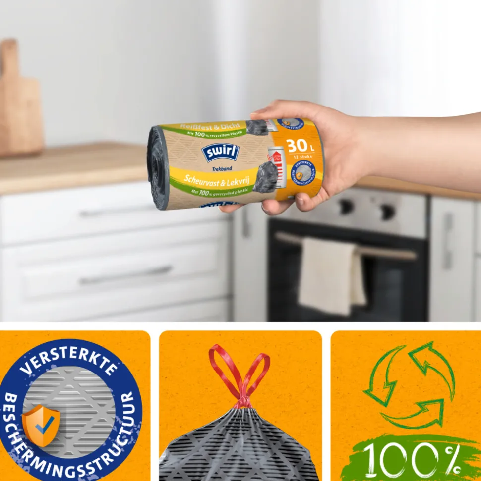 Swirl Afvalzakken met Trekband 30 liter 12 stuks