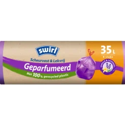 Swirl Pedaalemmerzakken Geparfumeerd Vanille & Lavendel met Trekband 35 liter 9 stuks