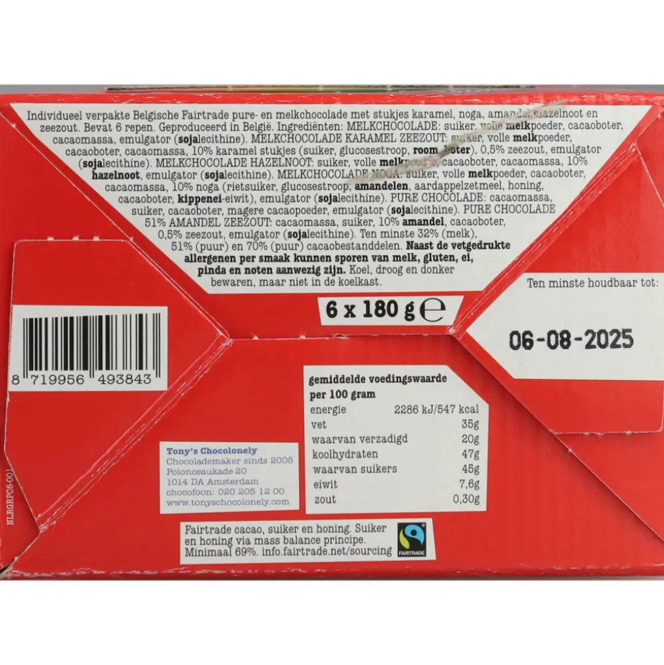 Tony's Chocolonely Regenboog Classics 6-pack 6 x 180 gr