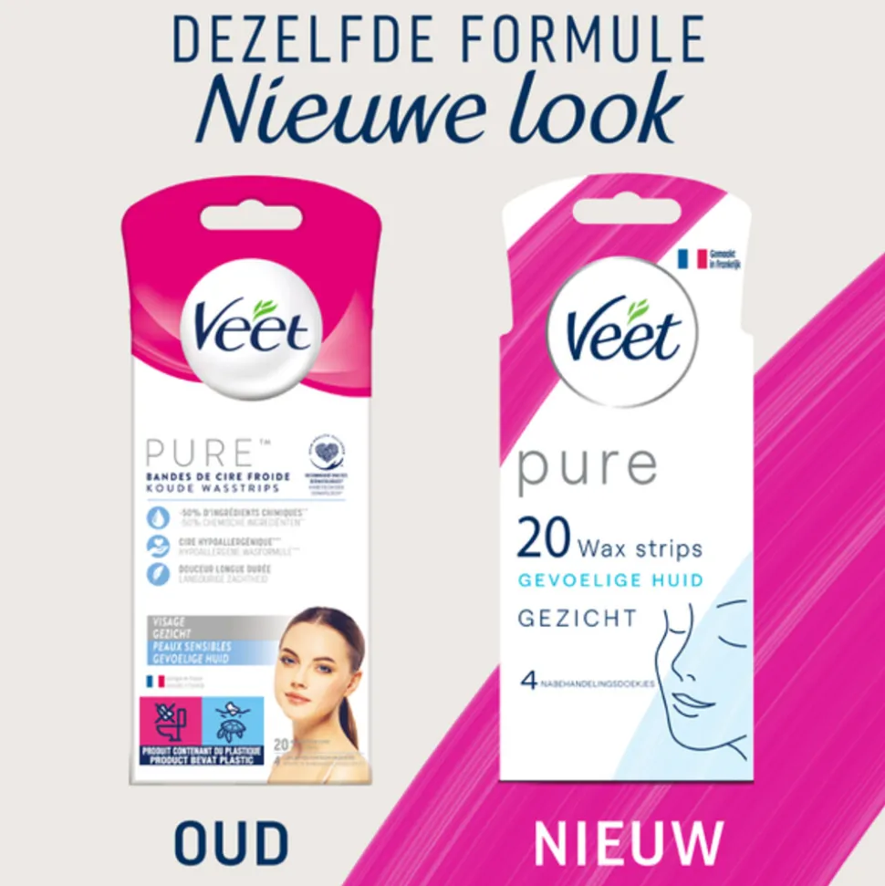 Veet Koude Waxstrips Pure Gezicht Hypoallergeen 20 stuks