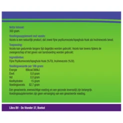 Vezels Naturel Psylliumvezels en Inulinevezels 300 gr