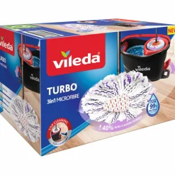 Vileda Turbo 3in1 Mopset - Met Pedaalsysteem Zwart Rood Wit Blauw 1 set