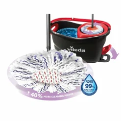 Vileda Turbo 3in1 Mopset - Met Pedaalsysteem Zwart Rood Wit Blauw 1 set