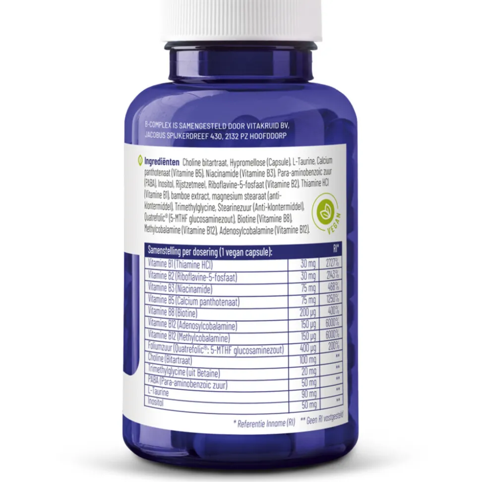 Vitakruid B-Complex Actief Zonder B6 90 vegacapsules