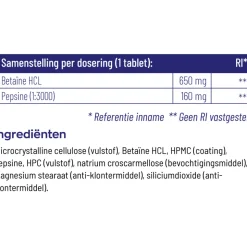 Vitakruid Betaine Hcl Testkit 10 tabletten