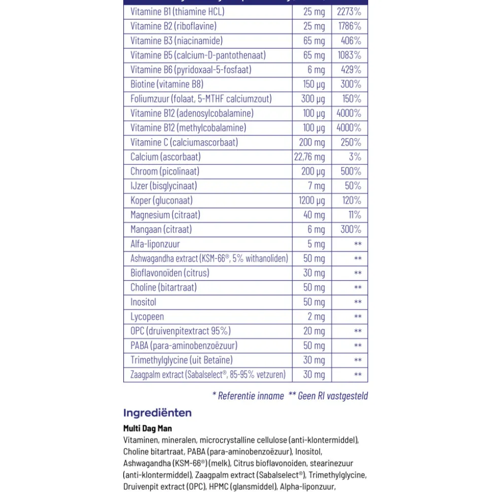 Vitakruid Multi Dag Nacht Man 180 tabletten