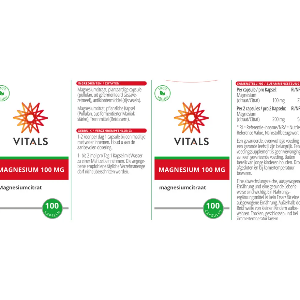 Vitals Magnesium 100mg 100 capsules