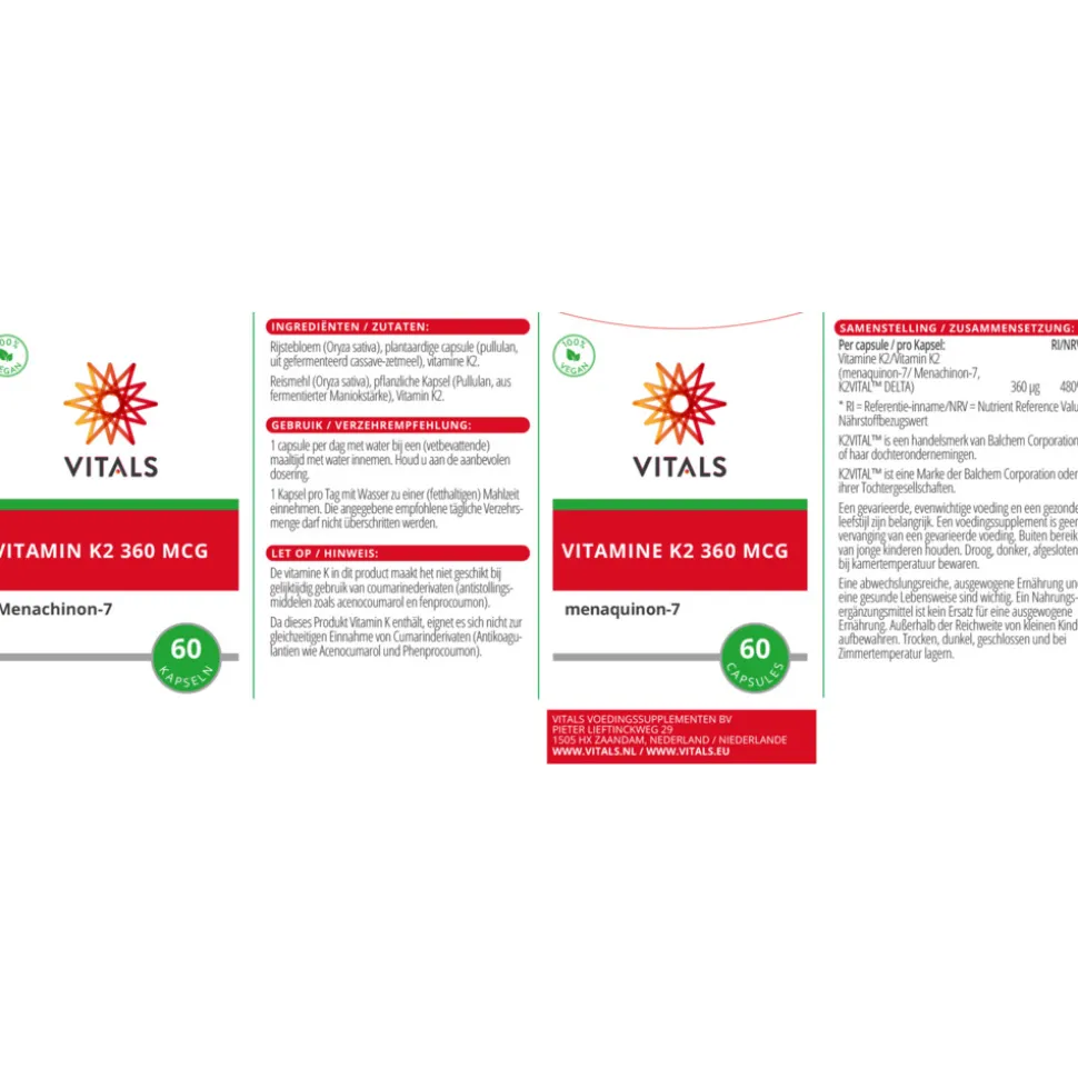 Vitals Vitamine K2 360mcg 60 capsules