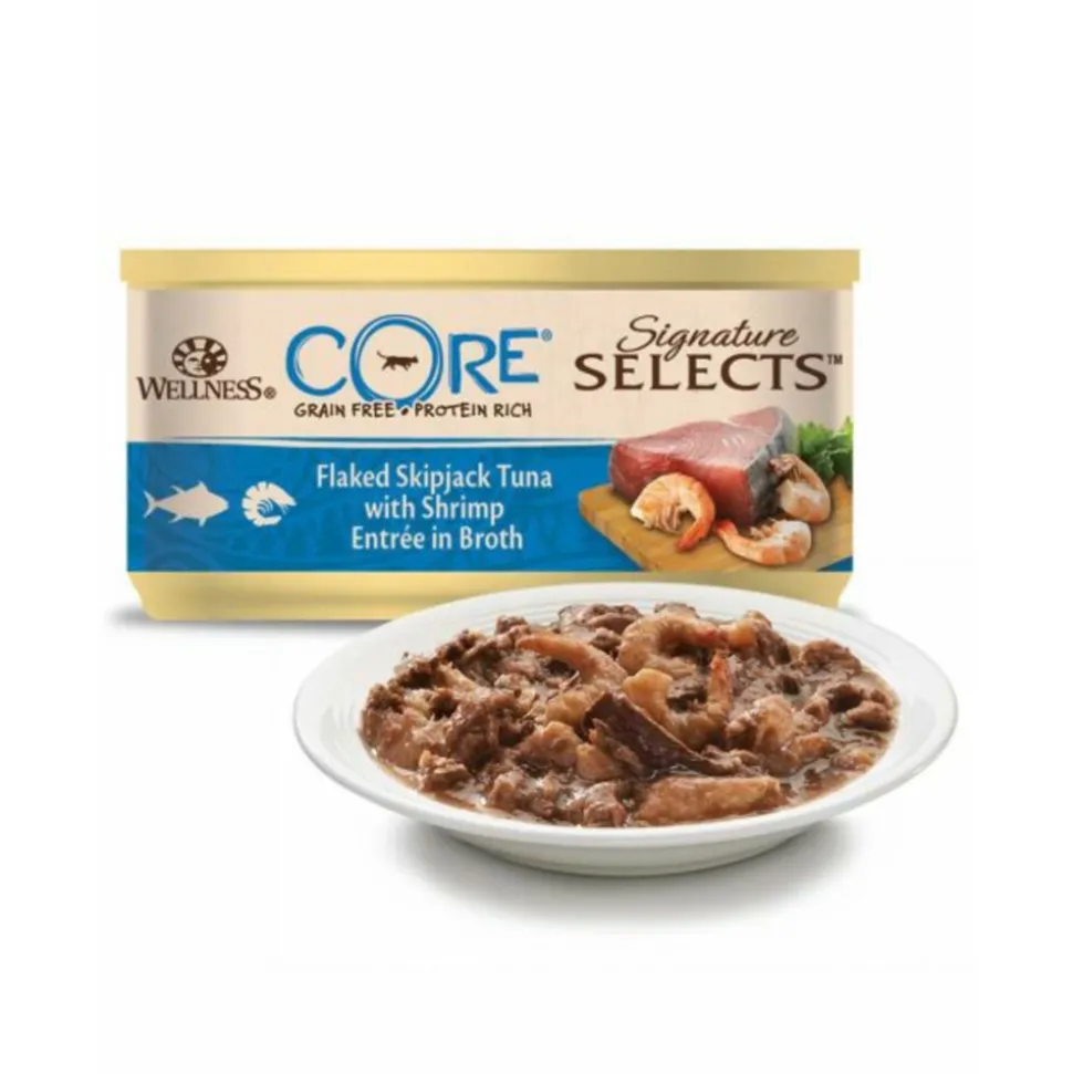 Wellness Core Kattenvoer Signature Selects Flaked Tonijn - Garnaal 79 gr