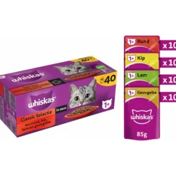 Whiskas 1+ Classic Kattenvoer natvoer Selectie in Saus 40 x 85 gr