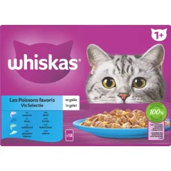 Whiskas 1+ Vis Selectie in Gelei Maaltijdzakjes Multipack 24 x 85 gr