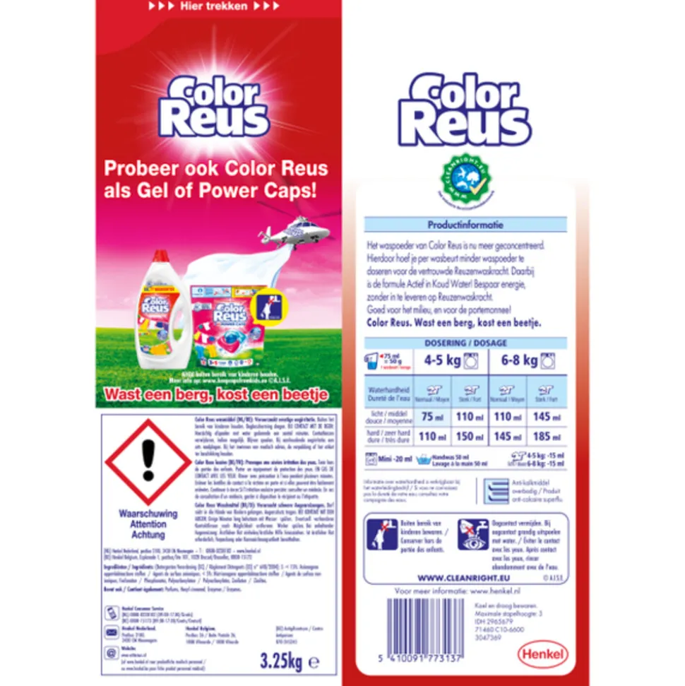 Witte Reus Waspoeder Color 65 Wasbeurten 3,25 kg